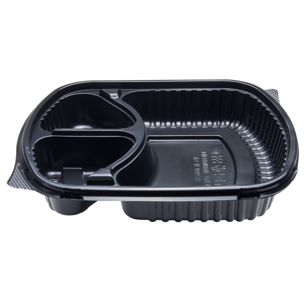 Karat 36 oz Microwaveable Take-Out Box, 3-Compartment, PP, Black — 300 ct — product photo 2