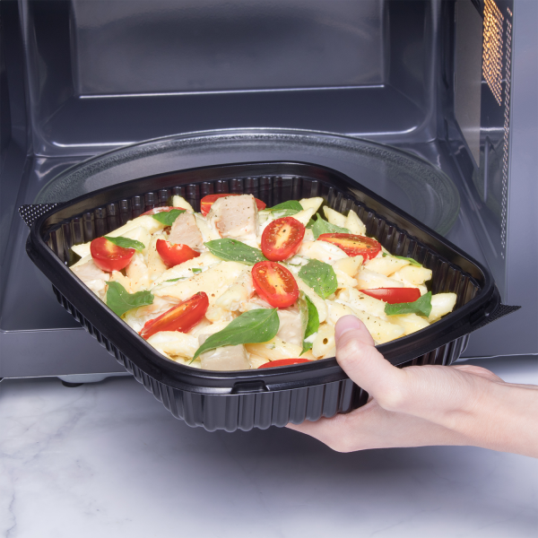 Karat 36 oz Microwaveable Take-Out Box, PP, Black — 300 ct
