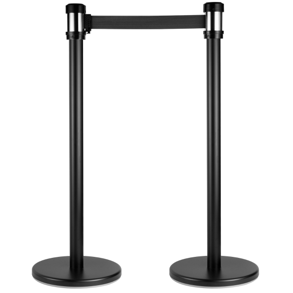 Karat 38" Black Guidance Stanchion with 78" Black Retractable Belt — Set of 2 — product photo 2