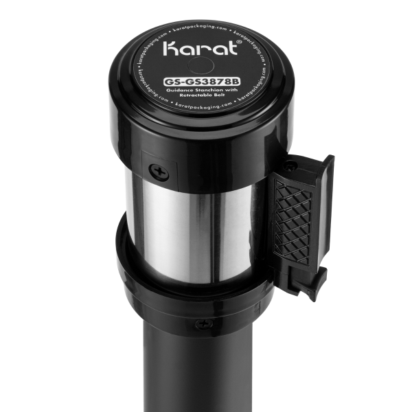Karat 38" Black Guidance Stanchion with 78" Black Retractable Belt — Set of 2 — product photo 5