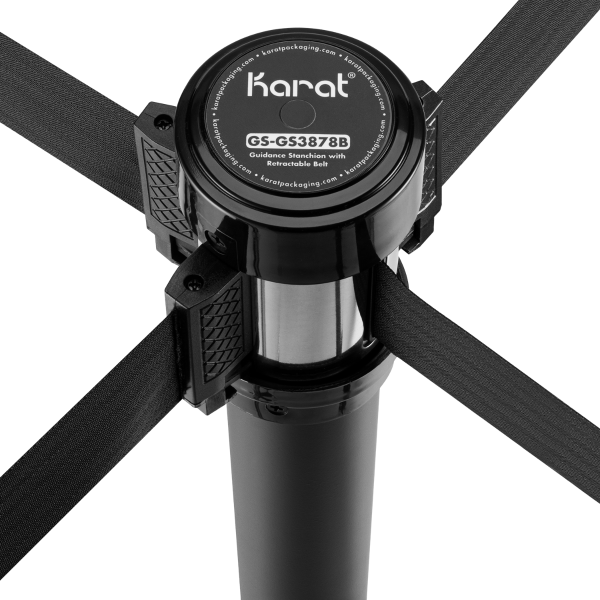 Karat 38" Black Guidance Stanchion with 78" Black Retractable Belt — Set of 2 — product photo 6