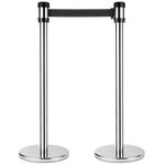 Karat 38" Silver Guidance Stanchion with 78" Black Retractable Belt — Set of 2 — product photo 2