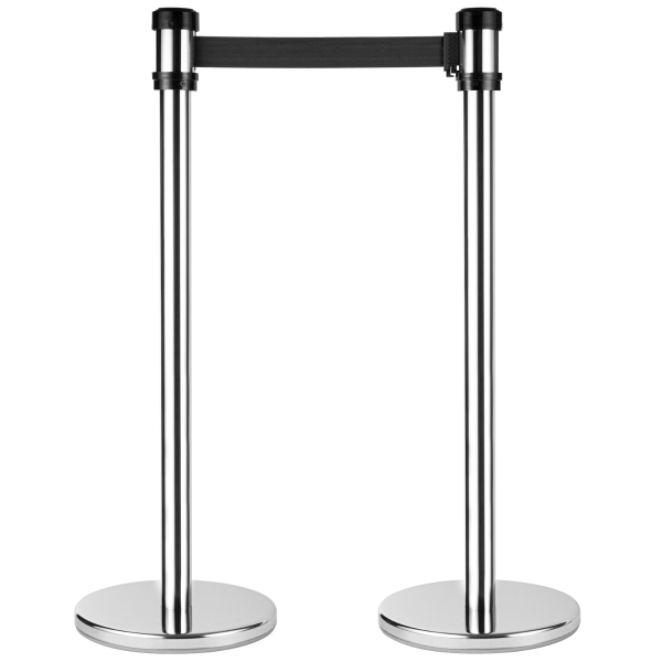 Karat 38" Silver Guidance Stanchion with 78" Black Retractable Belt — Set of 2 — product photo 2