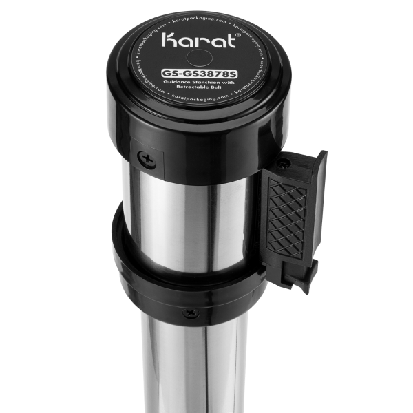 Karat 38" Silver Guidance Stanchion with 78" Black Retractable Belt — Set of 2 — product photo 5