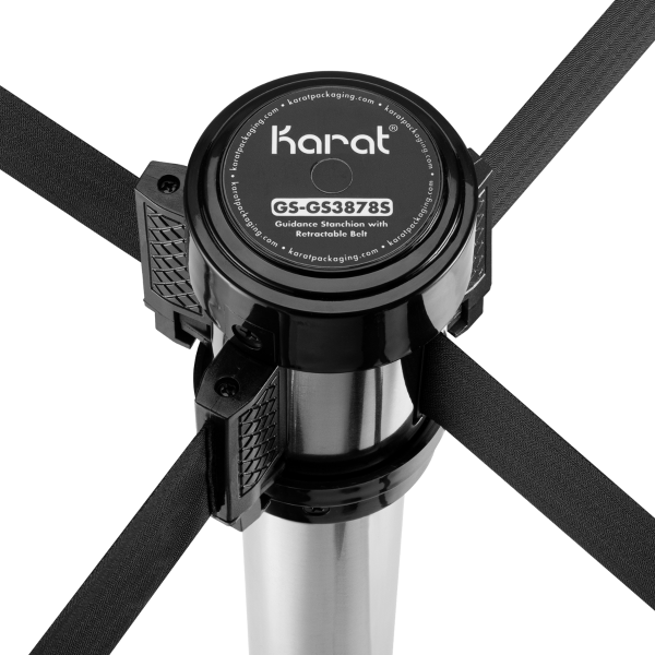 Karat 38" Silver Guidance Stanchion with 78" Black Retractable Belt — Set of 2 — product photo 7