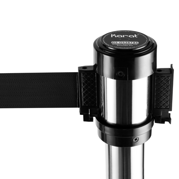 Karat 38" Silver Guidance Stanchion with 78" Black Retractable Belt — Set of 2 — product photo 8