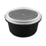 Karat 44 oz PP Tamper Resistant Injection Molded Microwaveable Black Food Container w/Clear lid — 150 sets — product photo 2