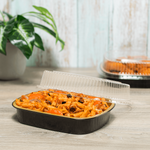 Karat 48 oz Black and Gold Aluminum Pans with PET Dome Lids — 50 sets