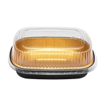 Karat 48 oz Black and Gold Aluminum Pans with PET Dome Lids — 50 sets — product photo 2