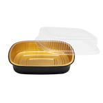 Karat 48 oz Black and Gold Aluminum Pans with PET Dome Lids — 50 sets — product photo 6