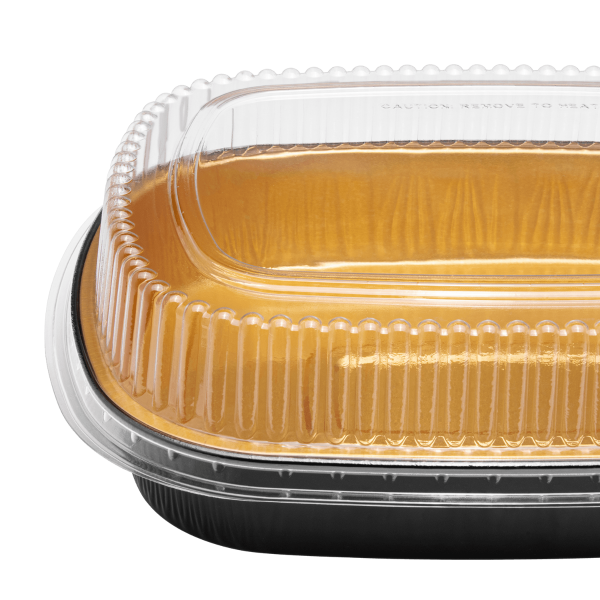 Karat 48 oz Black and Gold Aluminum Pans with PET Dome Lids — 50 sets — product photo 7