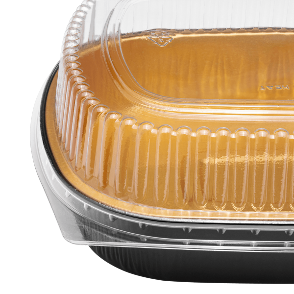 Karat 48 oz Black and Gold Aluminum Pans with PET Dome Lids — 50 sets — product photo 8