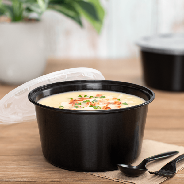 Karat 48 oz Disposable Bowls, Black, Injection Molded PP, 179 mm — 300 ct
