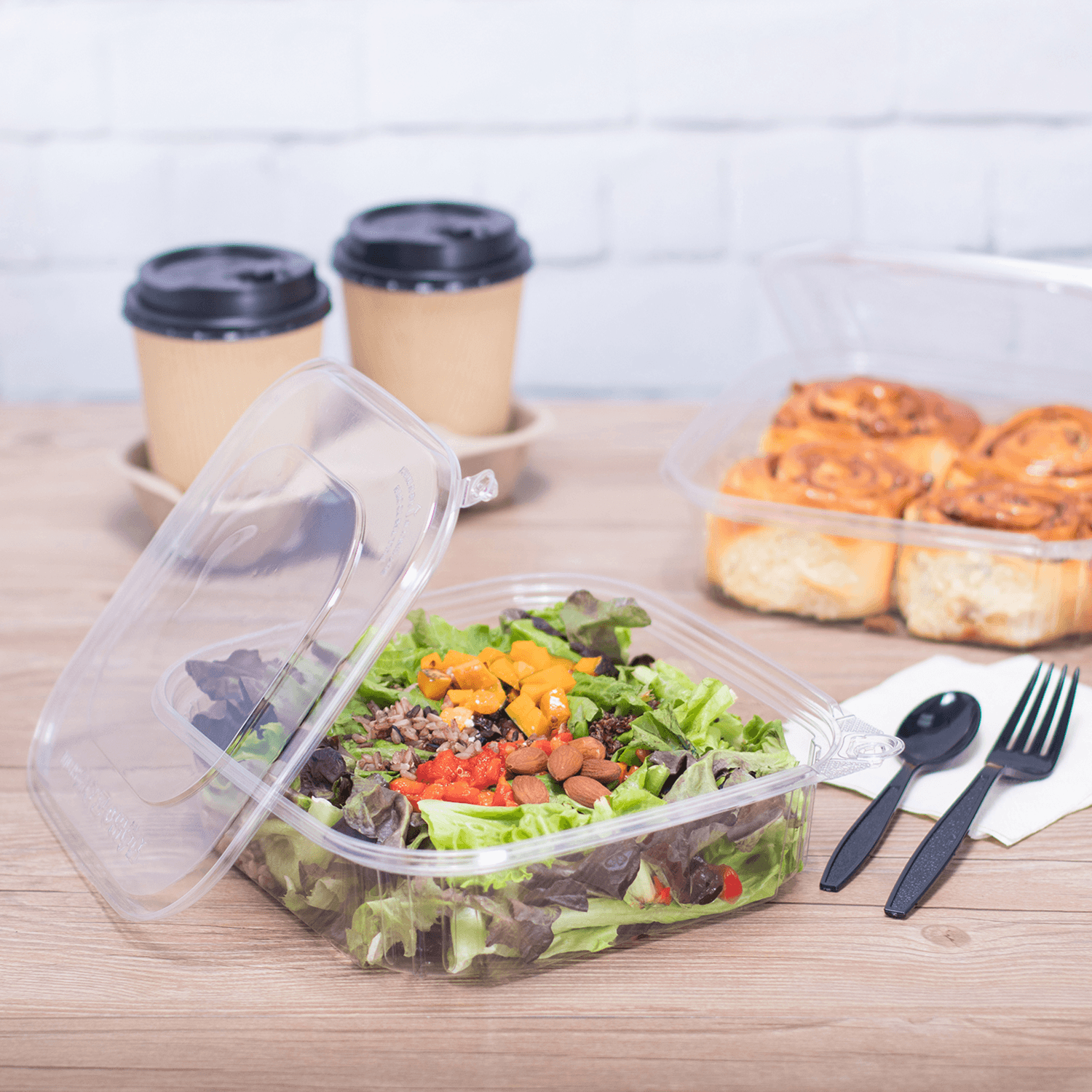 Karat 48 oz PET Tamper Resistant Deli Containers with Flat Lid — 120 sets