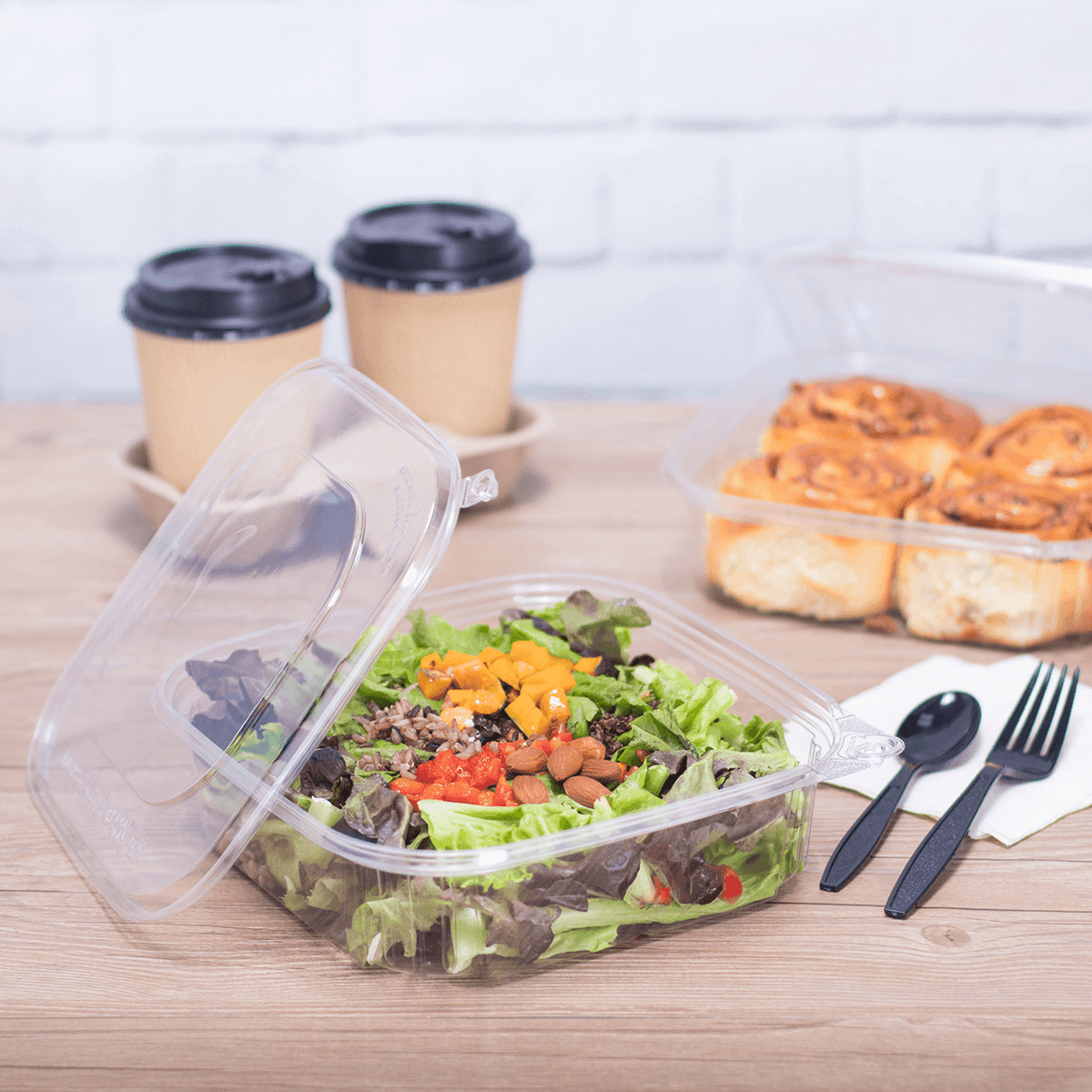 Karat 48 oz PET Tamper Resistant Deli Containers with Flat Lid — 120 sets