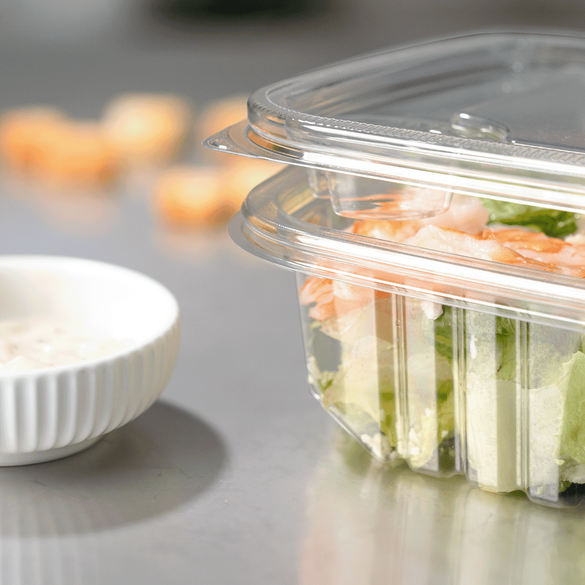 Karat 48 oz PET Tamper Resistant Hinged Deli Containers w/Flat Lid, Rectangular — 150 sets — product photo 4