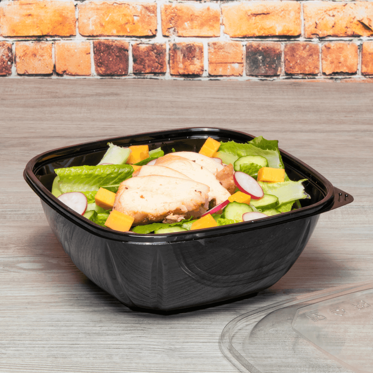 Karat 48 oz Square Disposable Salad Bowl, PET, Black — 300 ct — product photo 3