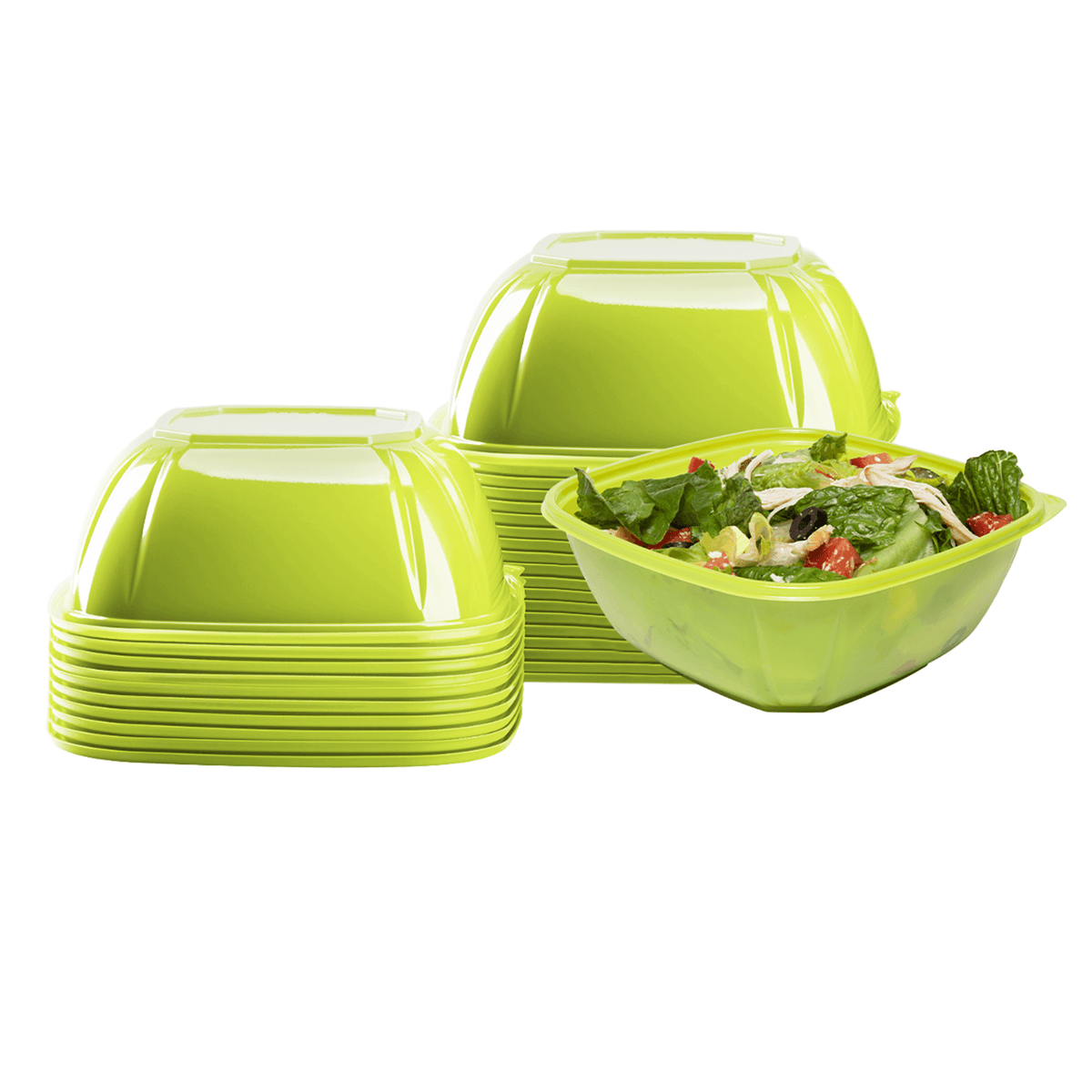 Karat 48 oz Square Disposable Salad Bowl, PET, Green — 300 ct — product photo 2