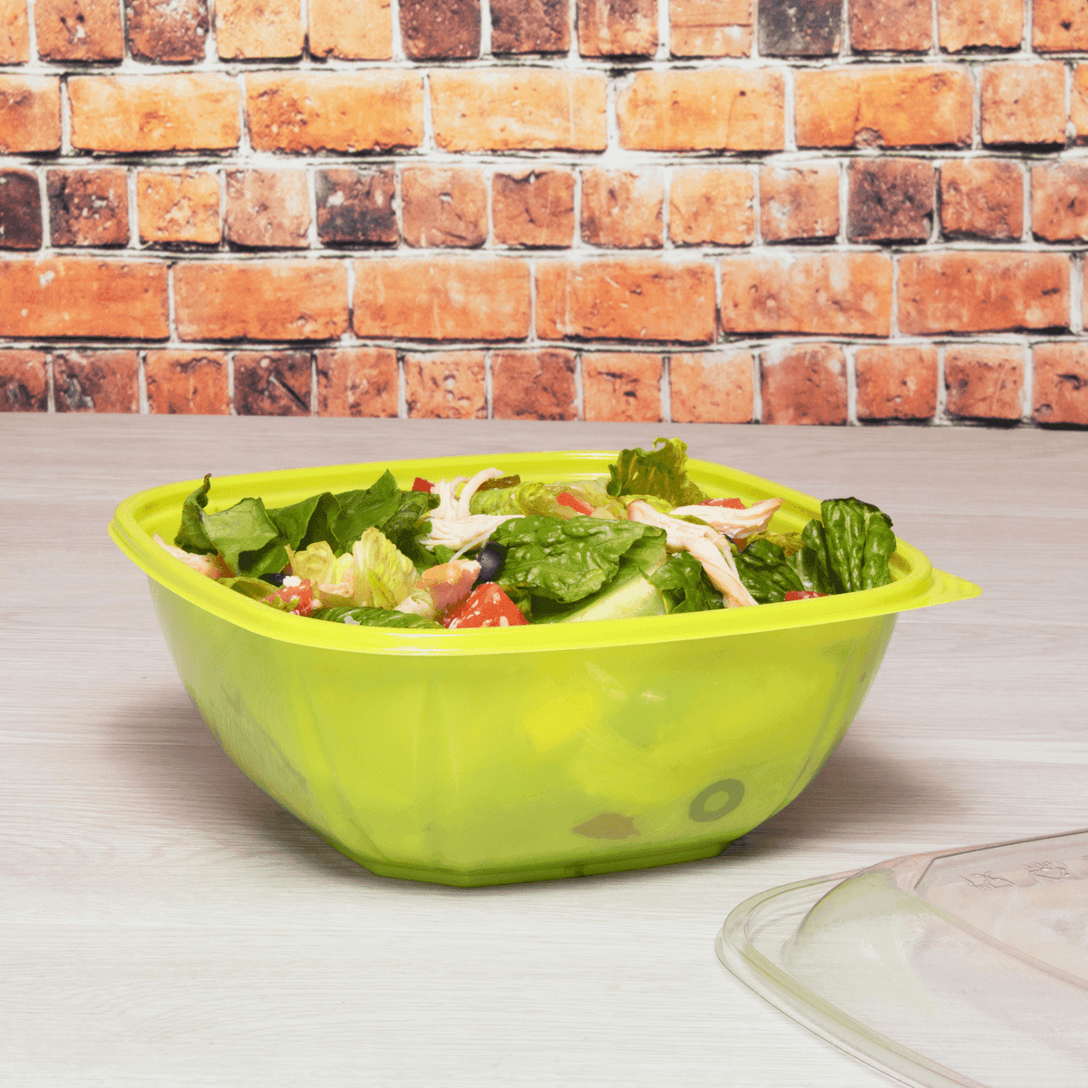 Karat 48 oz Square Disposable Salad Bowl, PET, Green — 300 ct — product photo 3