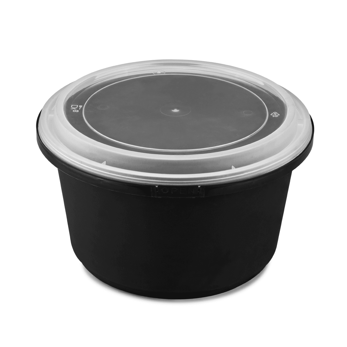 Karat 52 oz PP Tamper Resistant Injection Molded Microwaveable Black Food Container w/Clear lid — 150 sets — product photo 2