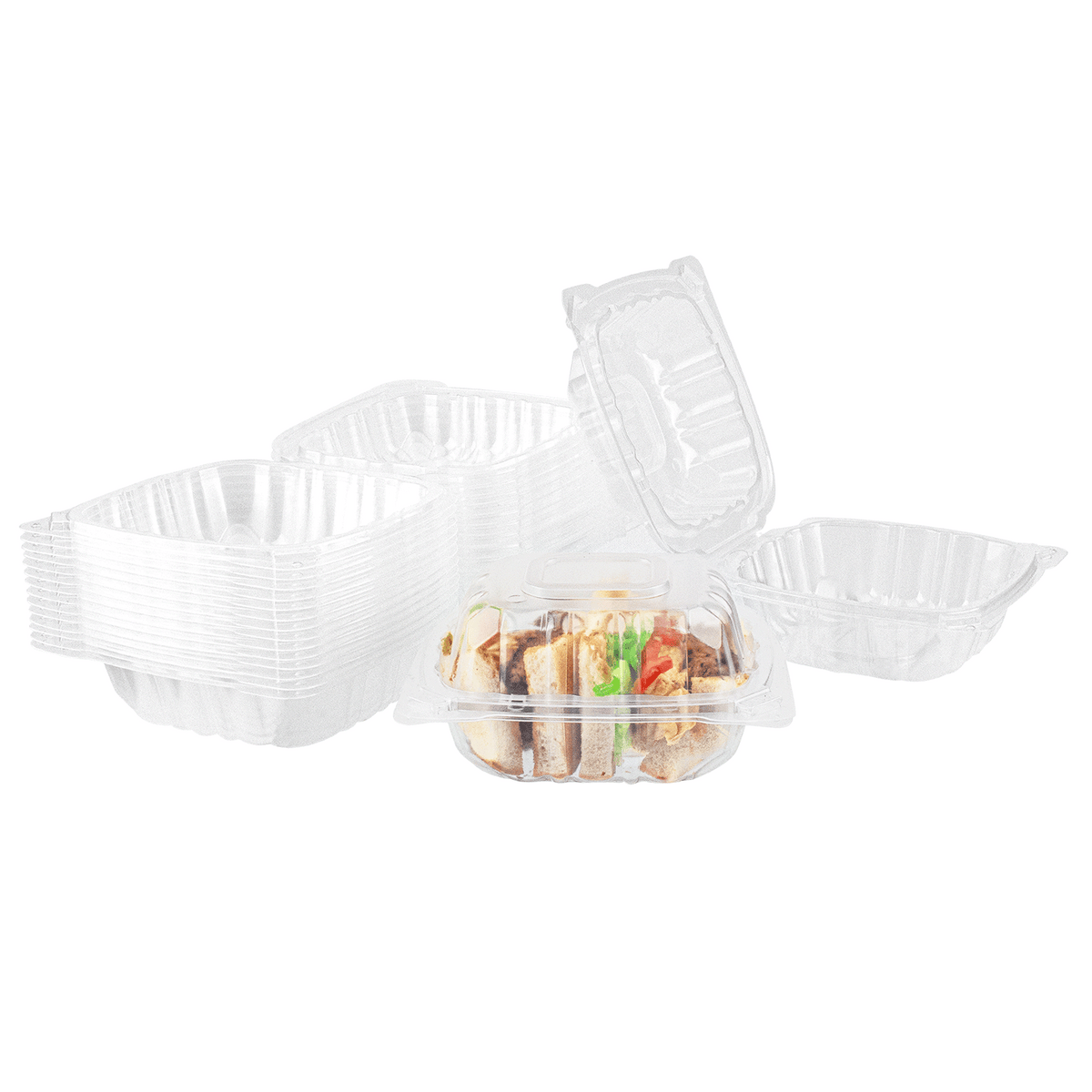 Karat 6''x 6'' Hinged Food Containers, PP, Clear — 300 ct — product photo 9