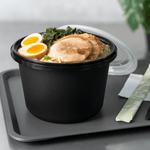 Karat 60 oz PP Tamper Resistant Injection Molded Microwaveable Black Food Container w/Clear lid — 150 sets