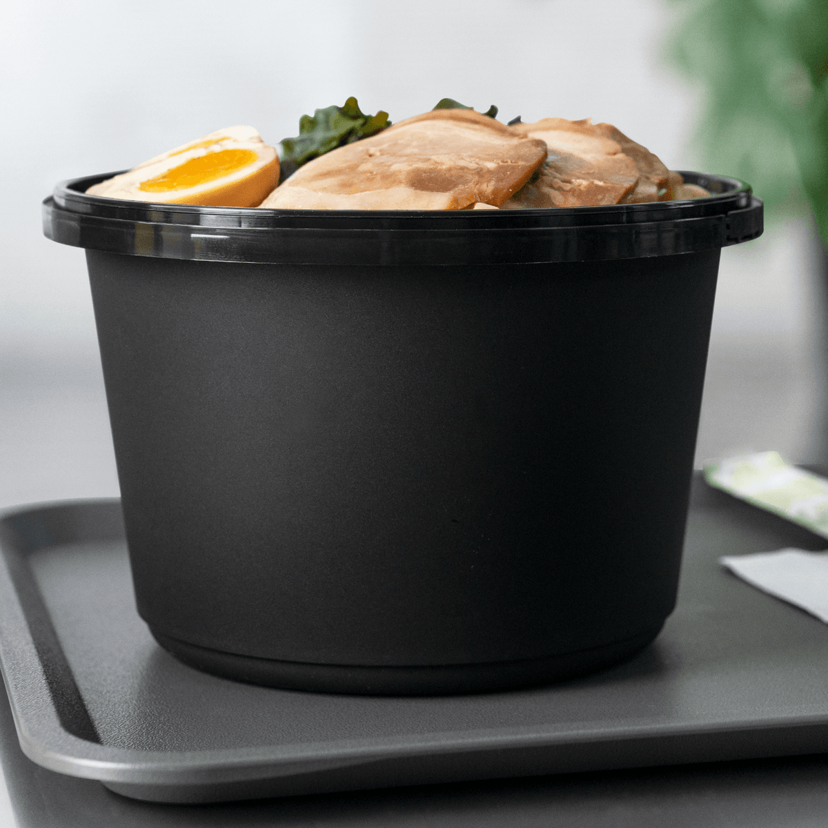 Karat 60 oz PP Tamper Resistant Injection Molded Microwaveable Black Food Container w/Clear lid — 150 sets — product photo 4