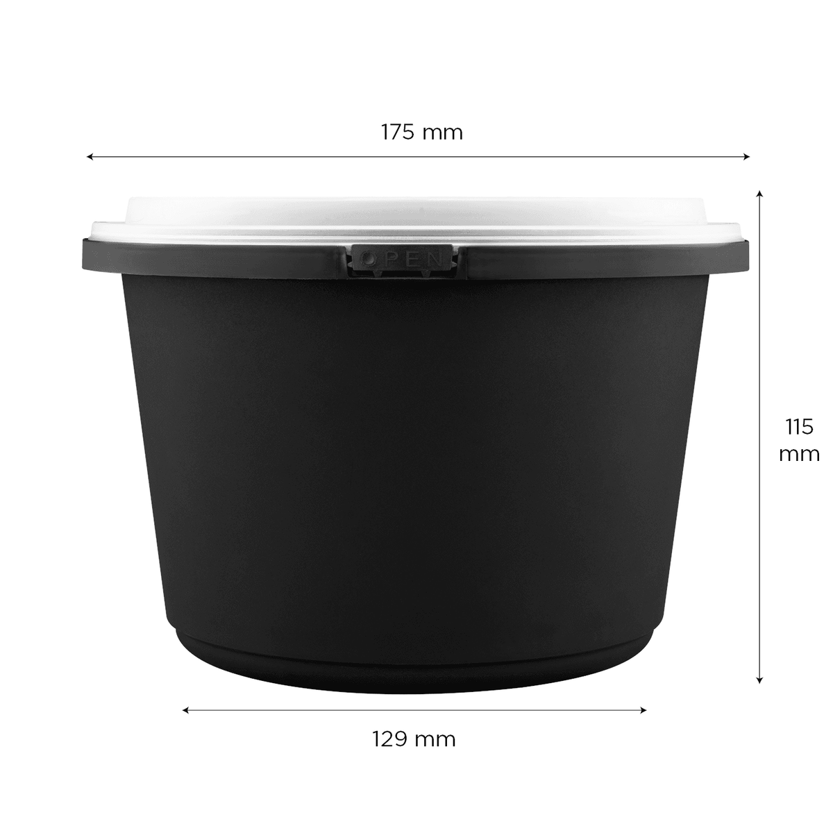 Karat 60 oz PP Tamper Resistant Injection Molded Microwaveable Black Food Container w/Clear lid — 150 sets — product photo 5