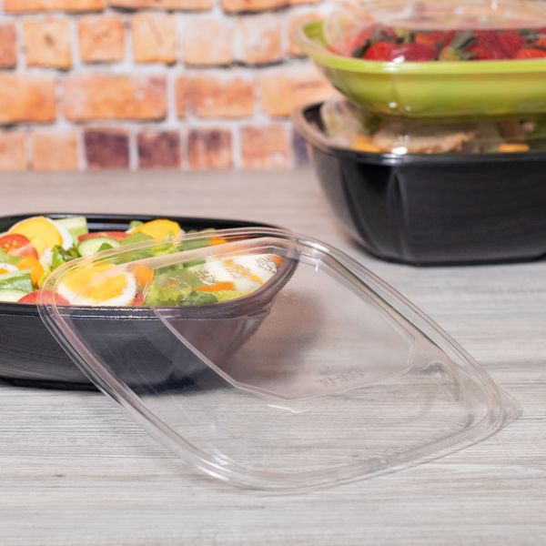 Karat 64 oz Square Disposable Salad Bowl Lids, PET, Clear — 150 ct