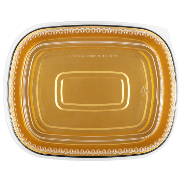 Karat 72 oz Black and Gold Aluminum Pans with PET Dome Lids — 50 sets — product photo 5