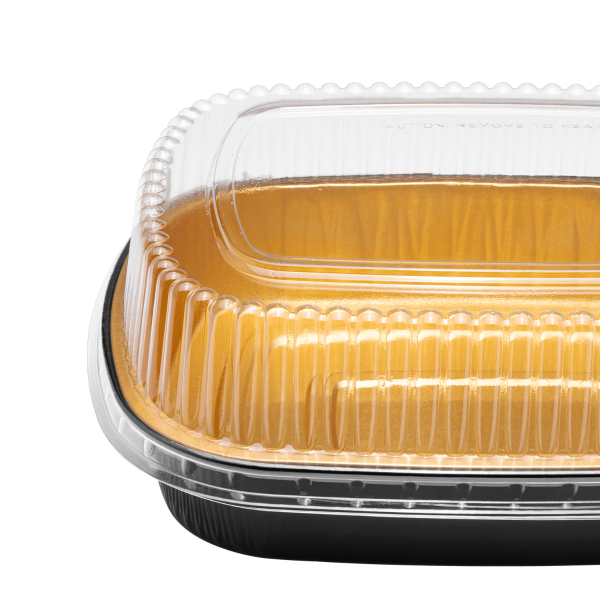 Karat 72 oz Black and Gold Aluminum Pans with PET Dome Lids — 50 sets — product photo 7