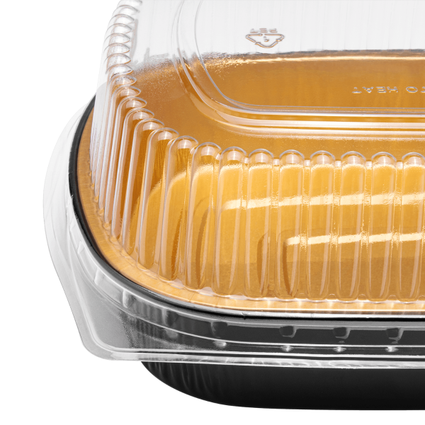 Karat 72 oz Black and Gold Aluminum Pans with PET Dome Lids — 50 sets — product photo 8