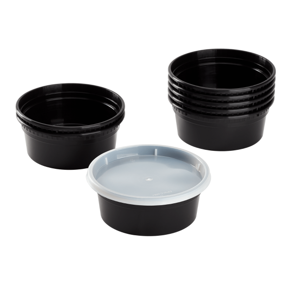Karat 8 oz Deli Containers with Lids, Injection Molded PP, Black — 240 sets — product photo 3