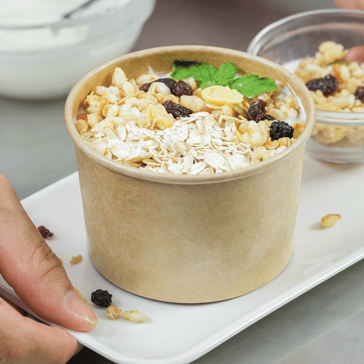 Karat 8 oz Gourmet Paper Food Container, Kraft, 96 mm — 1,000 ct — product photo 4