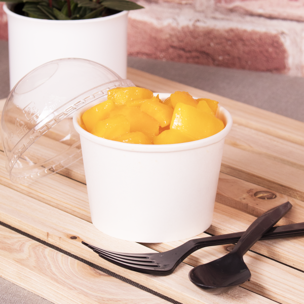 Karat 8 oz Gourmet Paper Food Container, White, 96 mm — 1,000 ct