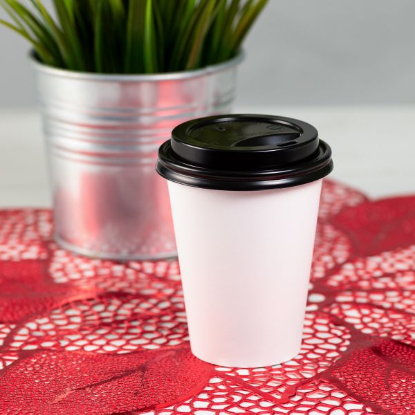 Karat 8 oz Paper Coffee Cup Lids, 80 mm, PP, Black — 1,000 ct