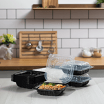Karat 8" x 8" 3-Compartment Premium PP Hinged Container — 150 ct — product photo 5