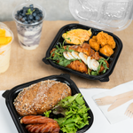 Karat 8" x 8" 3-Compartment Premium PP Hinged Container with Segmented Lid — 150 ct — product photo 3