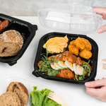 Karat 8" x 8" 3-Compartment Premium PP Hinged Container with Segmented Lid — 150 ct — product photo 4