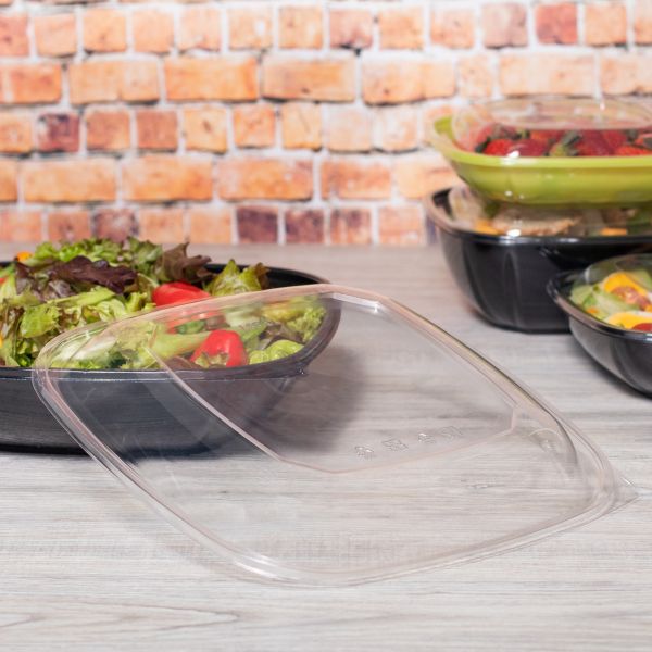 Karat 80/160 oz Square Disposable Salad Bowl Lids, PET, Clear — 50 ct
