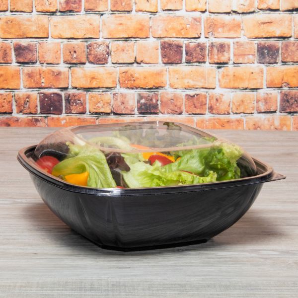 Karat 80/160 oz Square Disposable Salad Bowl Lids, PET, Clear — 50 ct — product photo 3