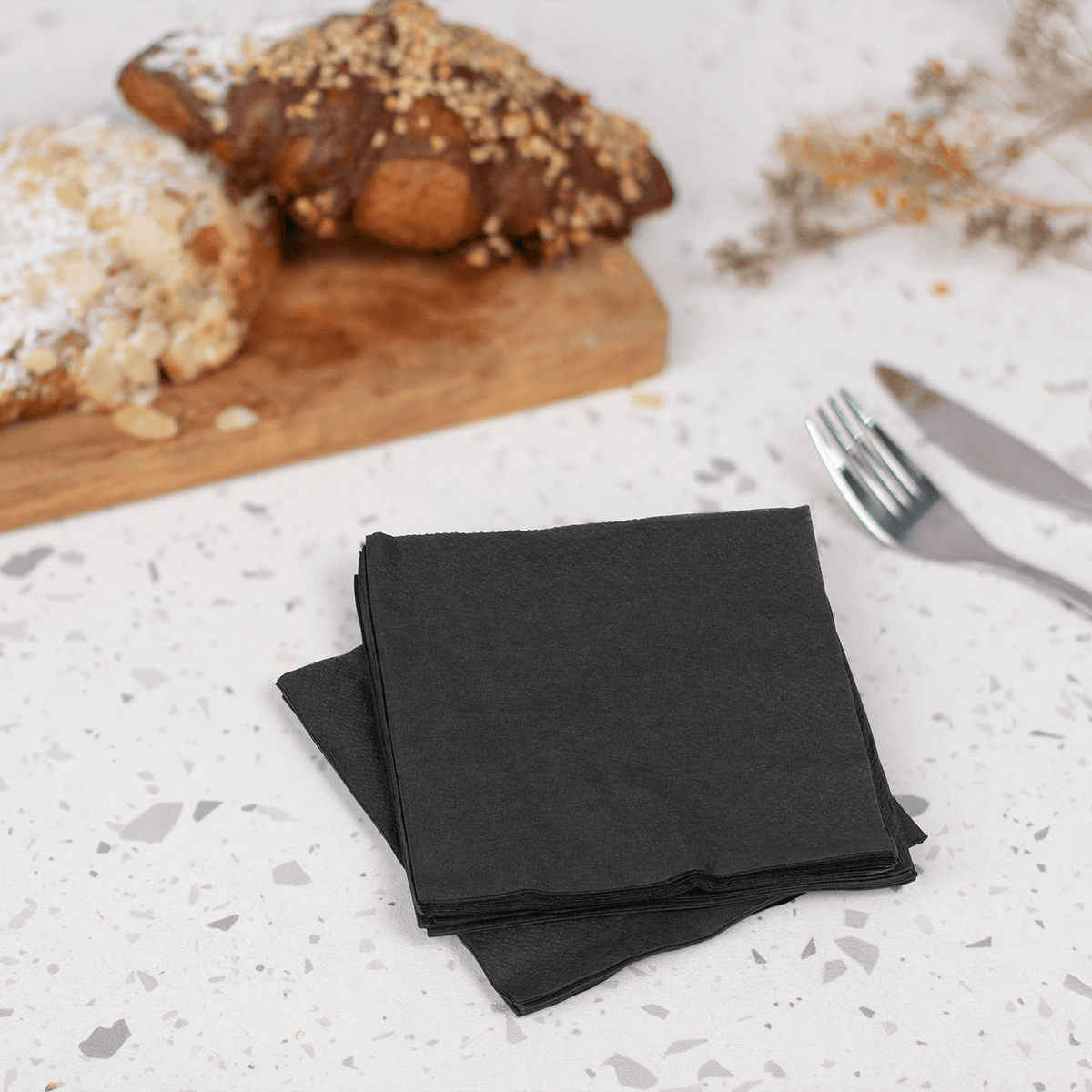 Karat 9.5" x9.5" Beverage Napkins, Black — 4,000 ct — product photo 3