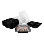 Karat 9" x 9" 3-Compartment Premium PP Hinged Container — 150 ct — product photo 2