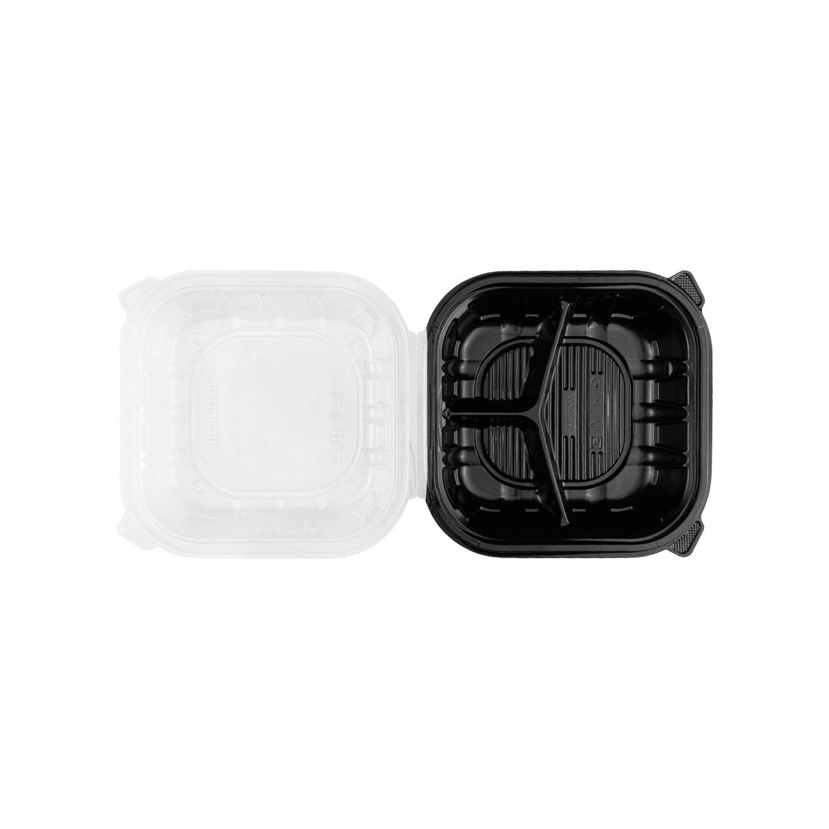 Karat 9" x 9" 3-Compartment Premium PP Hinged Container — 150 ct — product photo 8
