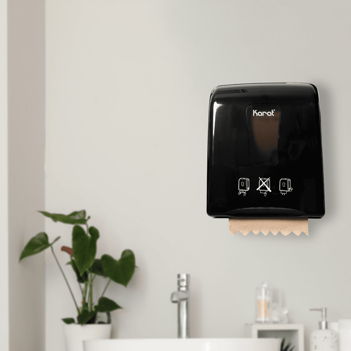 Karat Auto-Cut Roll Towel Dispenser, Black — 1 unit