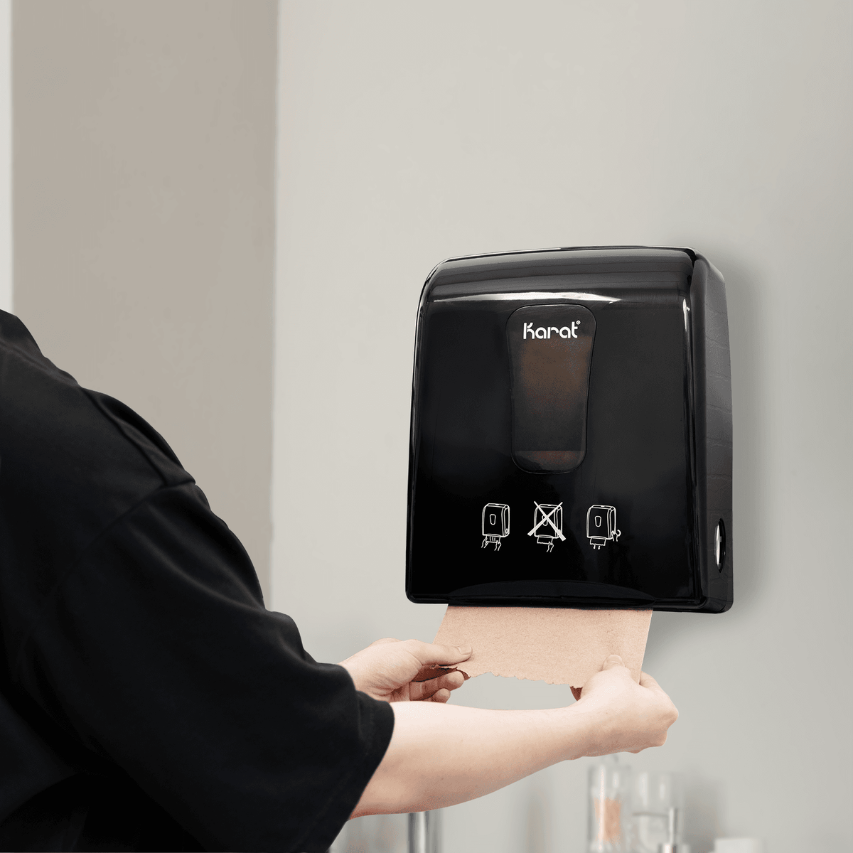 Karat Auto-Cut Roll Towel Dispenser, Black — 1 unit — product photo 3
