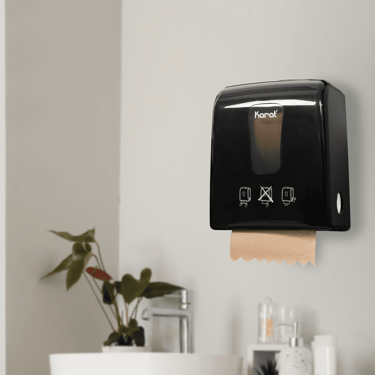 Karat Auto-Cut Roll Towel Dispenser, Black — 1 unit — product photo 4