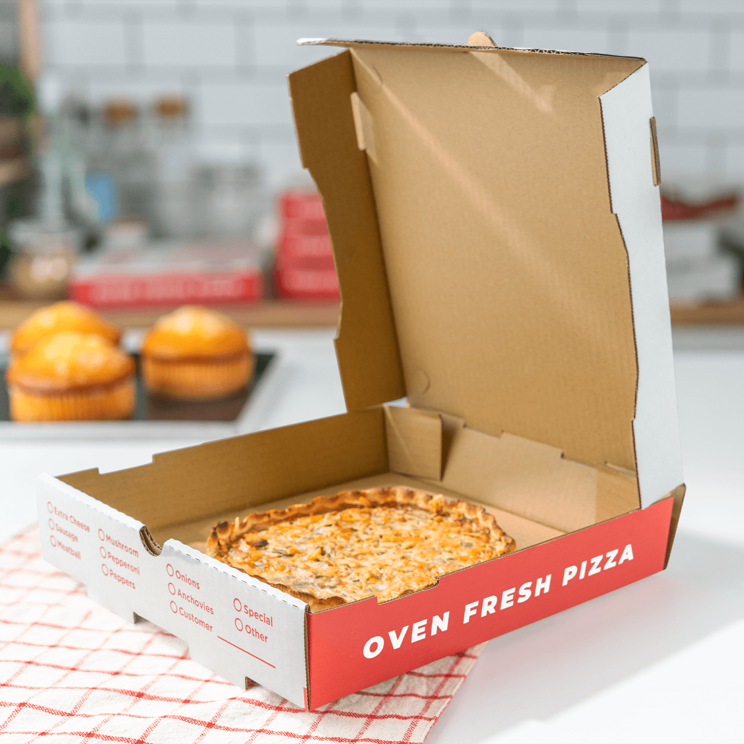Karat Corrugated Pizza Box, 10''x10''x2'', Generic Print — 50 ct