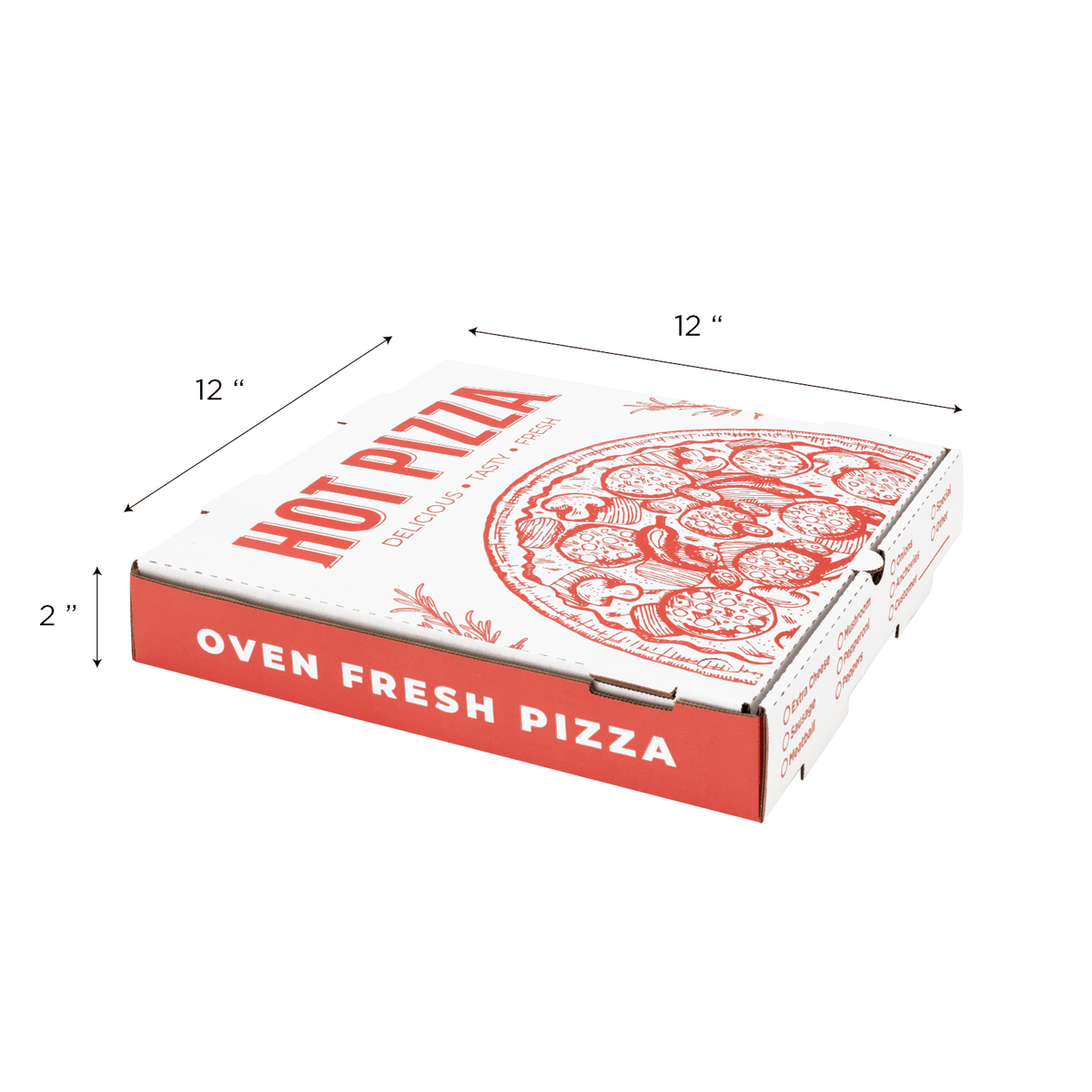 Karat Corrugated Pizza Box, 12''x12''x2'', Generic Print — 50 ct — product photo 5