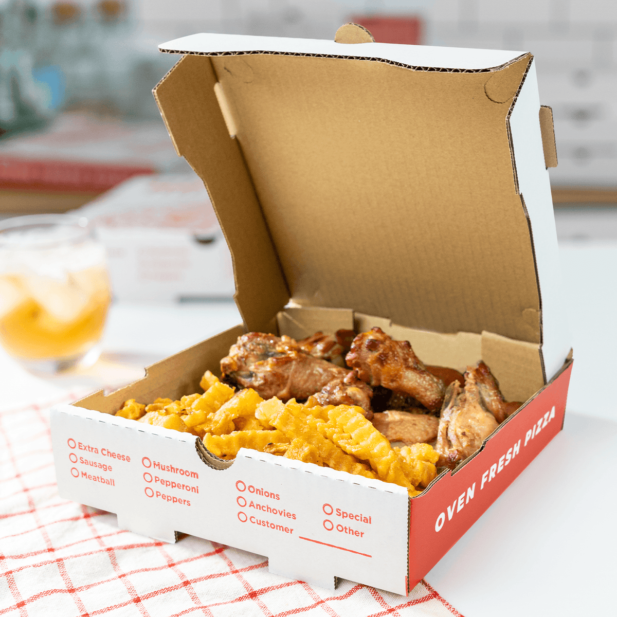 Karat Corrugated Pizza Box, 8''x8''x2'', Generic Print — 50 ct